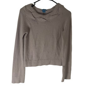 White + Warren Size Small Tan Cashmere Henley‎ Sweater